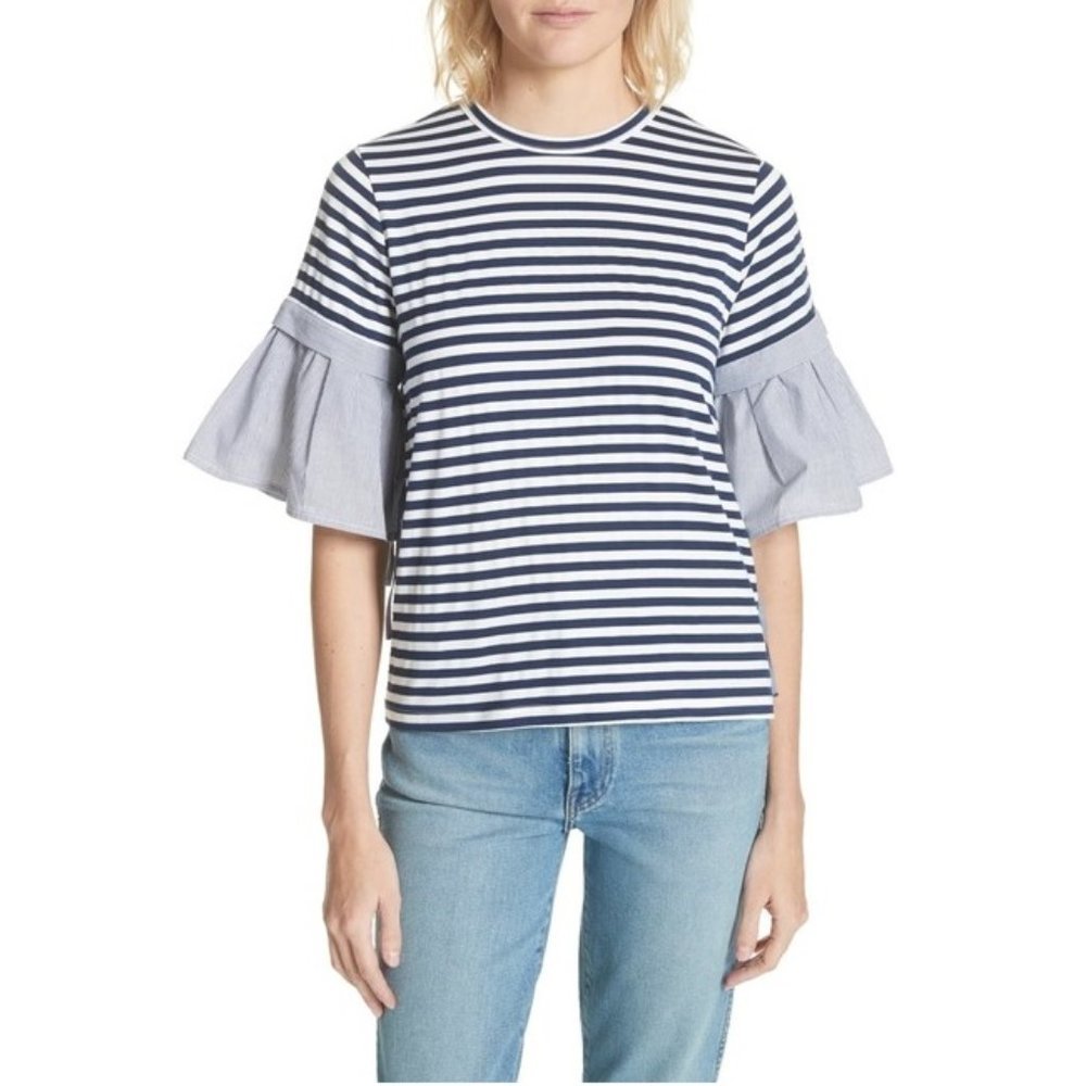 🎁 Clu Ruffle Sleeve Stripe Tee